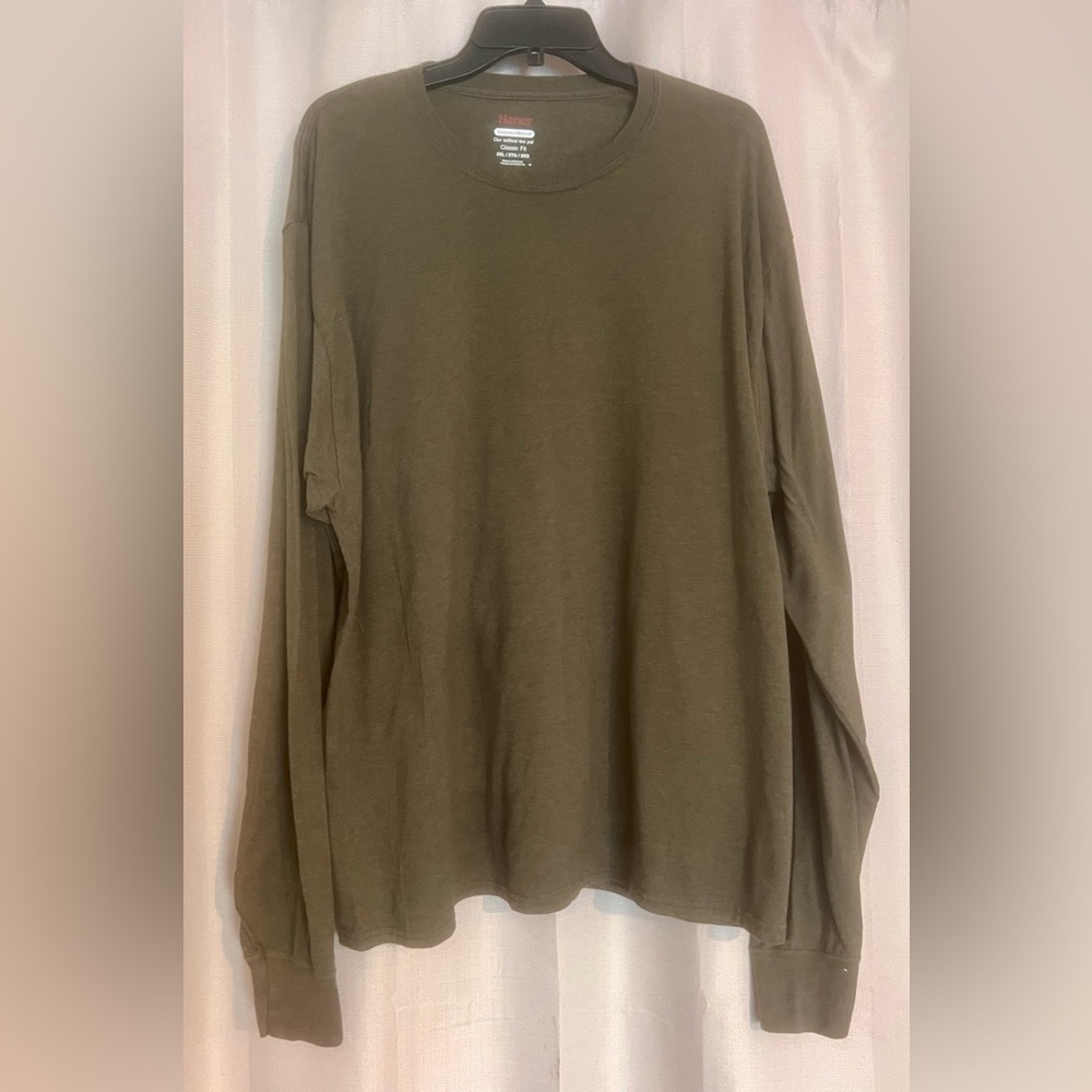 Hanes ComfortBlend Long Sleeve Tee 2XL Olive Green Classic Fit